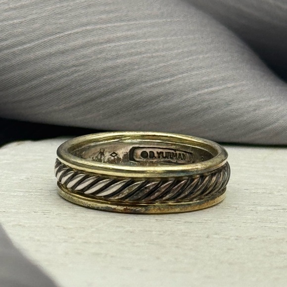 David yurman Sterling silver & 14k band Ring 7.07G / 6mm / sz 9 - Picture 2 of 6